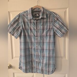 The North Face Blue and White Plaid Men's Shirt Sz Medium